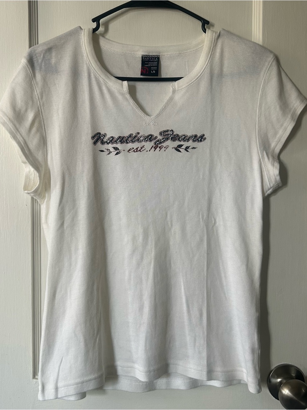 Y2K Nautica Jeans Company Graphic Tee Women’s Large White 100% Cotton
